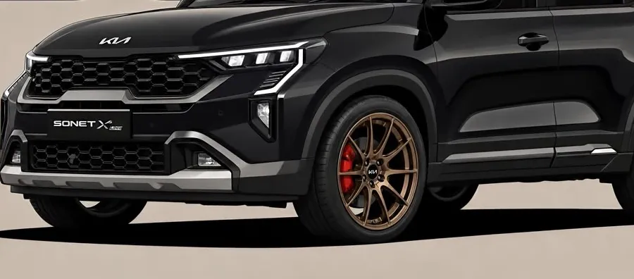 A black compact sport utility vehicle photographed from the front three-quarter angle